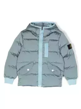 Пуховик с капюшоном и нашивкой Compass Stone Island Junior, синий