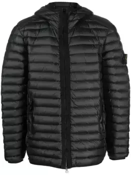 Пуховик с капюшоном и нашивкой Compass Stone Island, черный