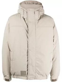 Пуховик с капюшоном и нашивкой-логотипом CHOCOOLATE, бежевый