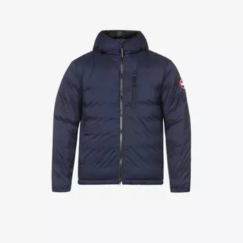 Пуховик с капюшоном и нашивкой-логотипом Lodge Canada Goose, цвет atlantic navy