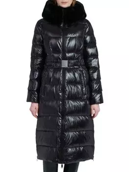 Пуховик с капюшоном и отделкой из искусственного меха Lexi The Recycled Planet, черный