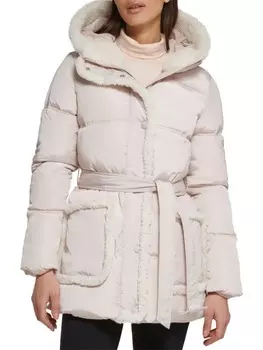 Пуховик с капюшоном и отделкой из искусственного меха Kenneth Cole Birch