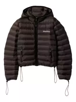 Пуховик с капюшоном MIU MIU, коричневый