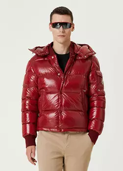 Пуховик с капюшоном Moncler, красный