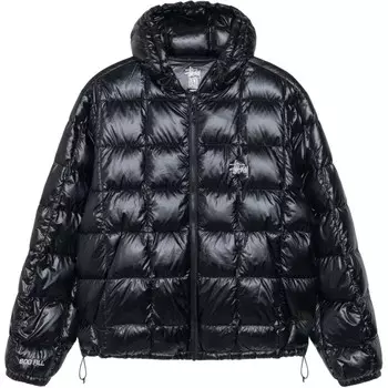 Пуховик с капюшоном средней плотности Stussy, черный