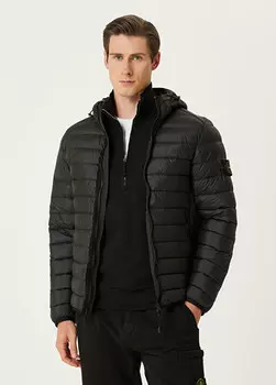 Пуховик с капюшоном Stone Island, черный