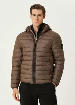Пуховик с капюшоном Stone Island, коричневый