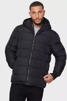 Пуховик с капюшоном Threadbare, черный