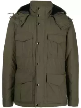 Пуховик с карманами WOOLRICH, зеленый