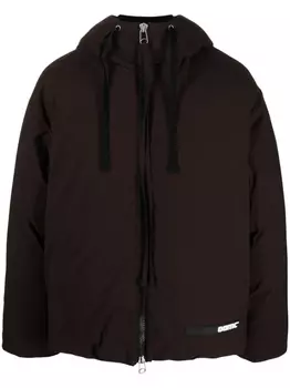 Пуховик с кулиской и нашивкой-логотипом OAMC, коричневый