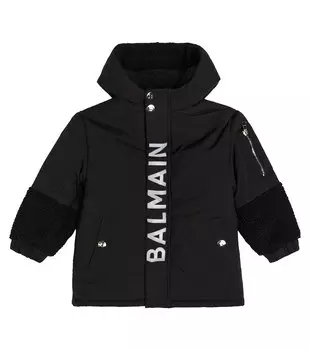 Пуховик с логотипом Balmain, черный