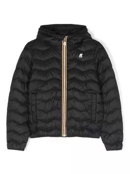 Пуховик с логотипом и узором шеврон K Way Kids, черный