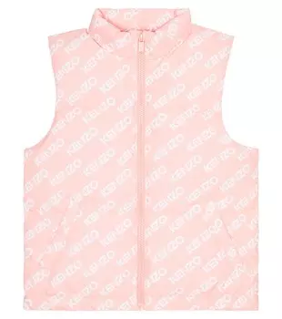 Пуховик с логотипом Kenzo, розовый