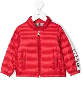 Пуховик с логотипом Moncler Enfant, красный