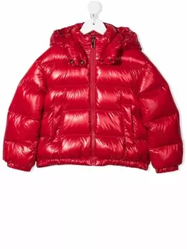 Пуховик с логотипом Moncler Enfant, красный