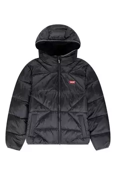 Пуховик с логотипом на подкладке из шерпы Levi'S, черный