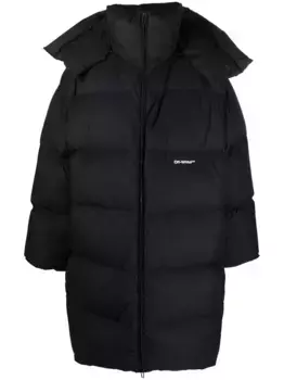 Пуховик с логотипом OFF-WHITE, черный