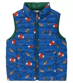 Пуховик с логотипом Polo Ralph Lauren Kids, коричневый