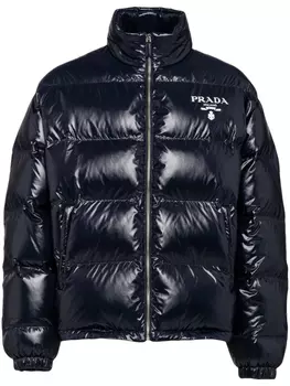 Пуховик с логотипом Prada, синий
