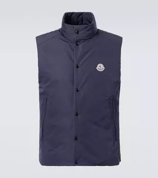 Пуховик с логотипом внизу Moncler, English Blue