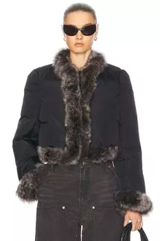 Пуховик с меховой отделкой Alexander Wang, черный