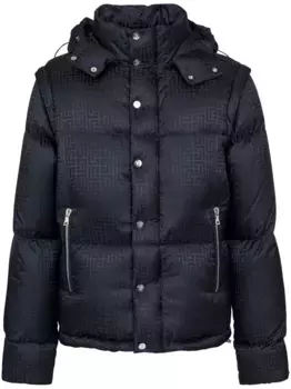 Пуховик с монограммой BALMAIN, синий