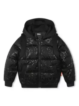 Пуховик с монограммой Dkny Kids, черный