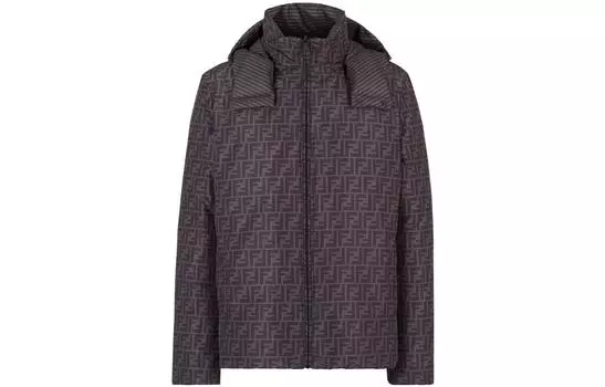 Пуховик с монограммой FENDI, коричневый