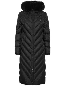 Пуховик с монограммой Philipp Plein, черный