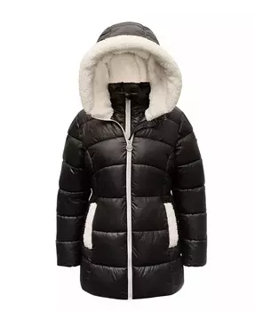 Пуховик с нагрудником Big Girls Stadium Michael Kors, черный