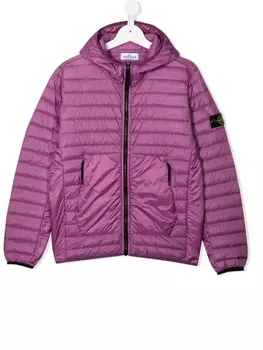 Пуховик с нашивкой Compass Stone Island Junior, фиолетовый