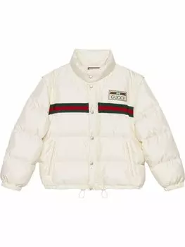 Пуховик с нашивкой-логотипом Gucci, белый