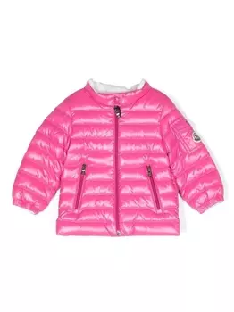 Пуховик с нашивкой-логотипом Moncler Enfant, розовый