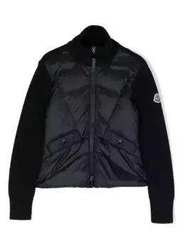 Пуховик с нашивкой-логотипом Moncler Enfant, синий