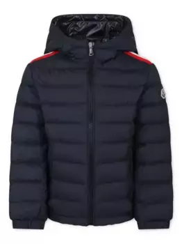 Пуховик с нашивкой-логотипом Moncler Enfant, синий