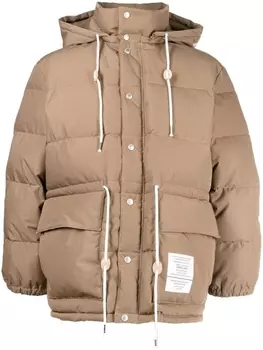 Пуховик с нашивкой-логотипом Neighborhood, коричневый