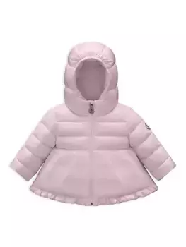 Пуховик с оборками для маленьких девочек и маленьких девочек Moncler, розовый