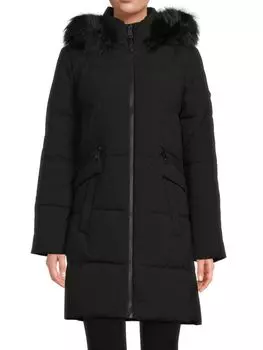 Пуховик с отделкой из искусственного меха Dkny, черный