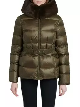 Пуховик с отделкой из искусственного меха с капюшоном The Recycled Planet, цвет Olive