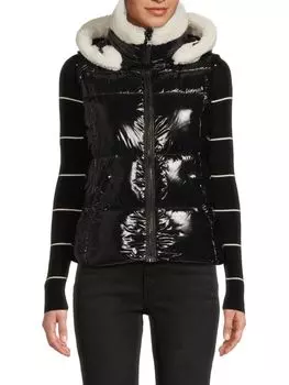 Пуховик с отделкой из искусственной овчины Annie S13, цвет Black White