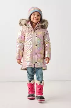 Пуховик с подкладкой из меха лунного шерпа Hatley, розовый