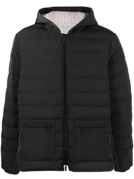 Пуховик с полосками 4-Bar Thom Browne, серый