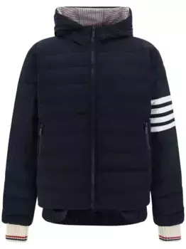 Пуховик с полосками 4-Bar THOM BROWNE, синий