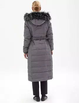 Пуховик с поясом Антрацитовый Kayra