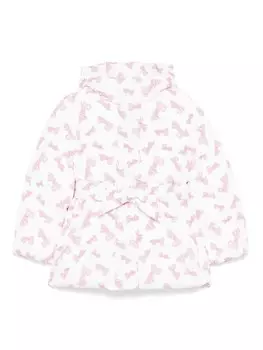 Пуховик с поясом Monnalisa x Barbie, белый