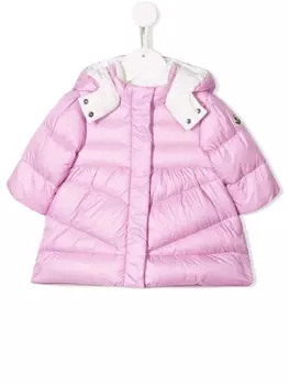Пуховик с потайной застежкой Moncler Enfant, розовый