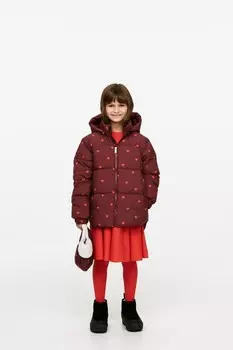 Пуховик с принтом Arket, красный