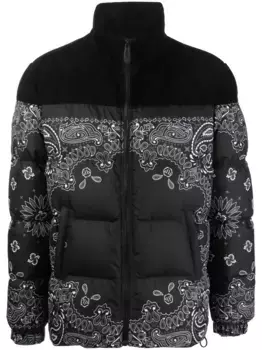 Пуховик с принтом Philipp Plein, черный