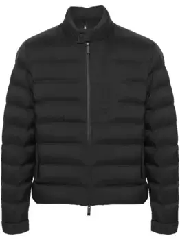 Пуховик с тисненым логотипом MONCLER, черный