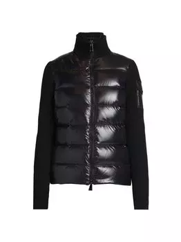 Пуховик с трикотажными рукавами Moncler, нави
